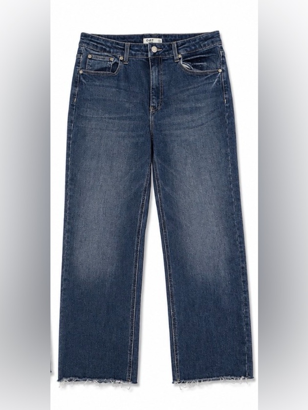 OAT New York size 10/30 dark wash straight leg raw hem jeans